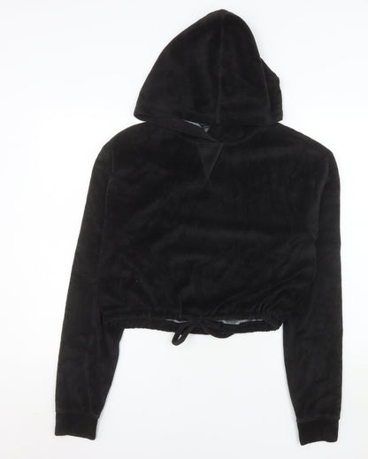 Year of Ours Womens Black Medium Pullover Hoodie Drawstring Hem Cotton Blend