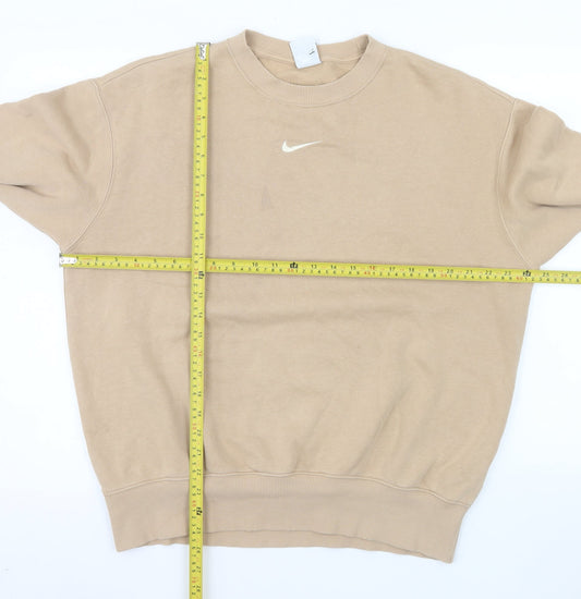 Nike Women Beige XS Pullover Sweatshirt Classic Crew Neck