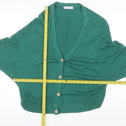 Marks and Spencer Women Green Relaxed Fit V-Neck Button Cardigan Size 16