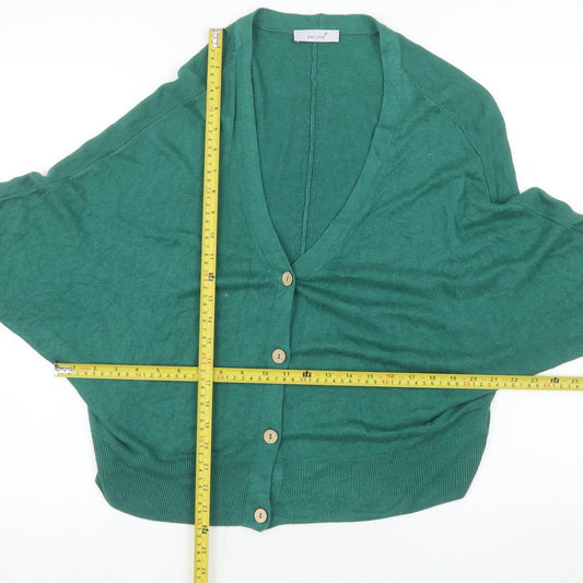 Marks and Spencer Women Green Relaxed Fit V-Neck Button Cardigan Size 16