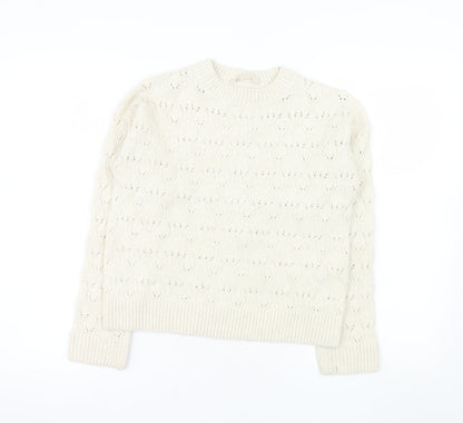 John Lewis Girls Ivory Long Sleeve Pullover Jumper Age 10 Polyester Blend