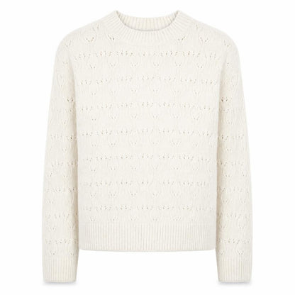 Front view of John Lewis girls’ ivory long sleeve jumper age 10 polyester blend