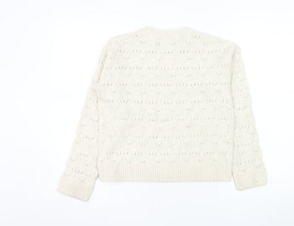 John Lewis Girls Ivory Long Sleeve Pullover Jumper Age 10 Polyester Blend