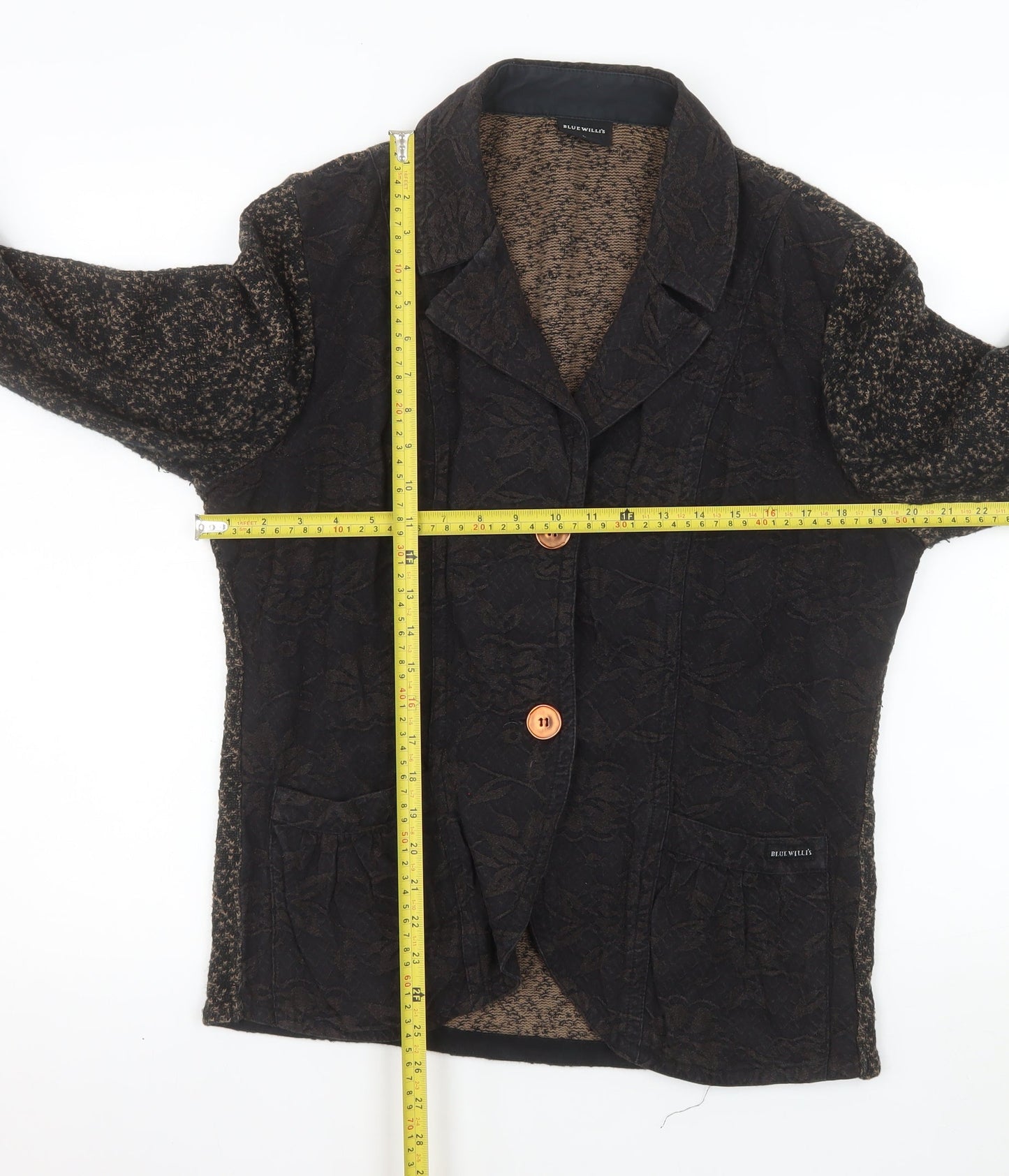 Blue Willi's Women's Brown L Knitted Cotton Blazer Jacket