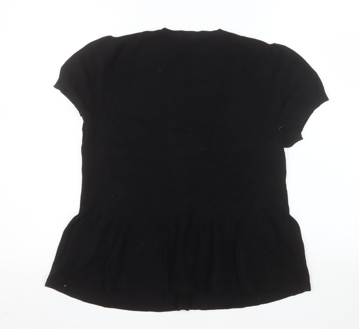 Marks and Spencer Women Black Button-Up Knit Top UK 20 Short Sleeve