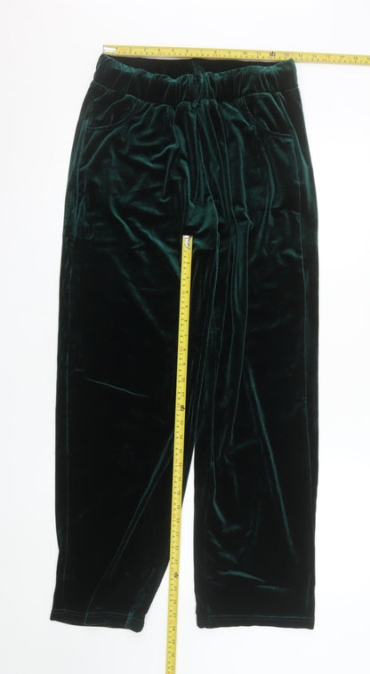 Pour Moi Womens Green Velvet Stretch Trousers Size 14