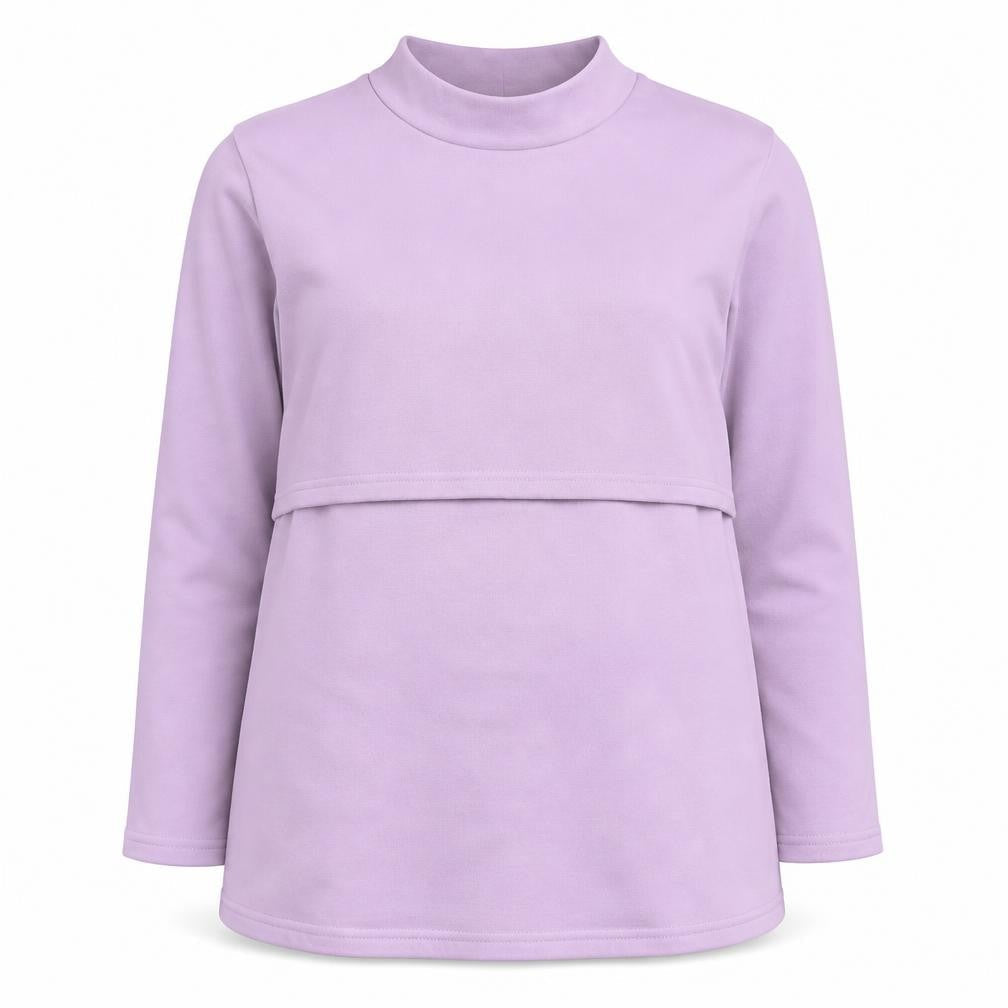 Smallshow Womens Lilac Long Sleeve Maternity Pullover Sweatshirt Size L