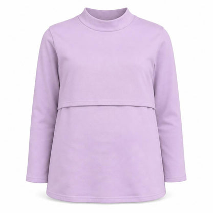 Smallshow Womens Lilac Long Sleeve Maternity Pullover Sweatshirt Size L