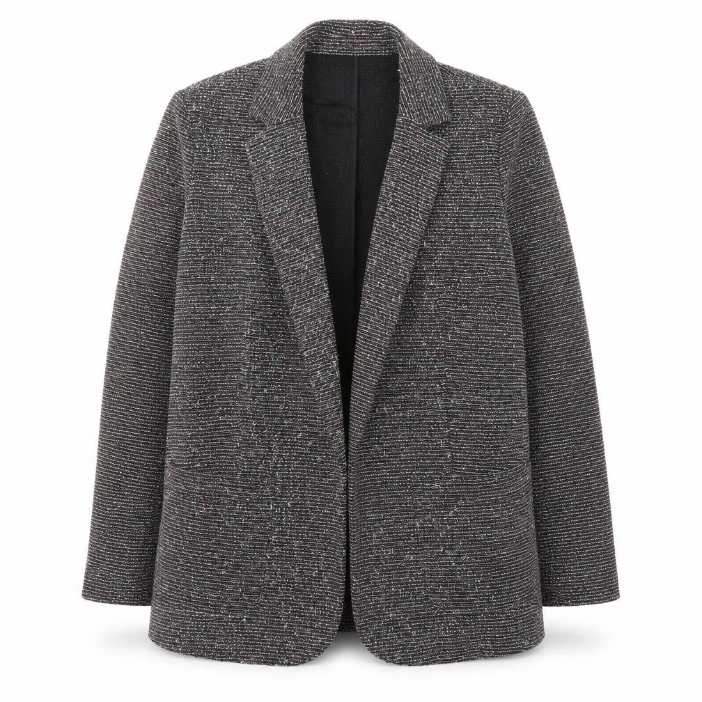 Marks and Spencer Women Black Tweed Long Blazer Jacket Size 16