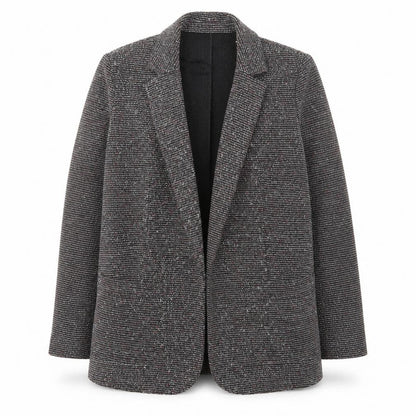 Marks and Spencer Women Black Tweed Long Blazer Jacket Size 16