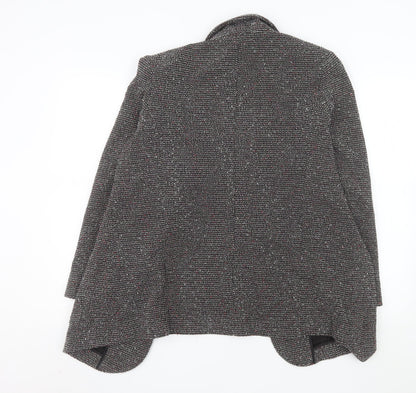 Marks and Spencer Women Black Tweed Long Blazer Jacket Size 16