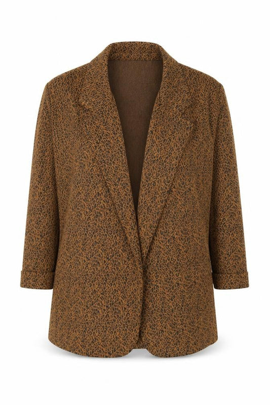 Front view of New Look Women Brown Animal Print Regular Fit Blazer UK 10
