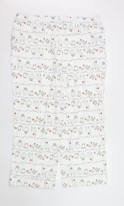 La Vie en Rose Womens White Animal Print Cotton Pyjama Pants 2XL