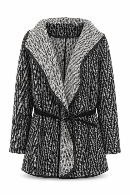 Oasis Womens Grey Herringbone Belted Coatigan Long Sleeve XS