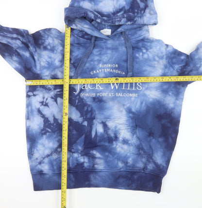 Jack Wills Womens Blue Tie Dye Pullover Hoodie Size 12 Cotton Blend