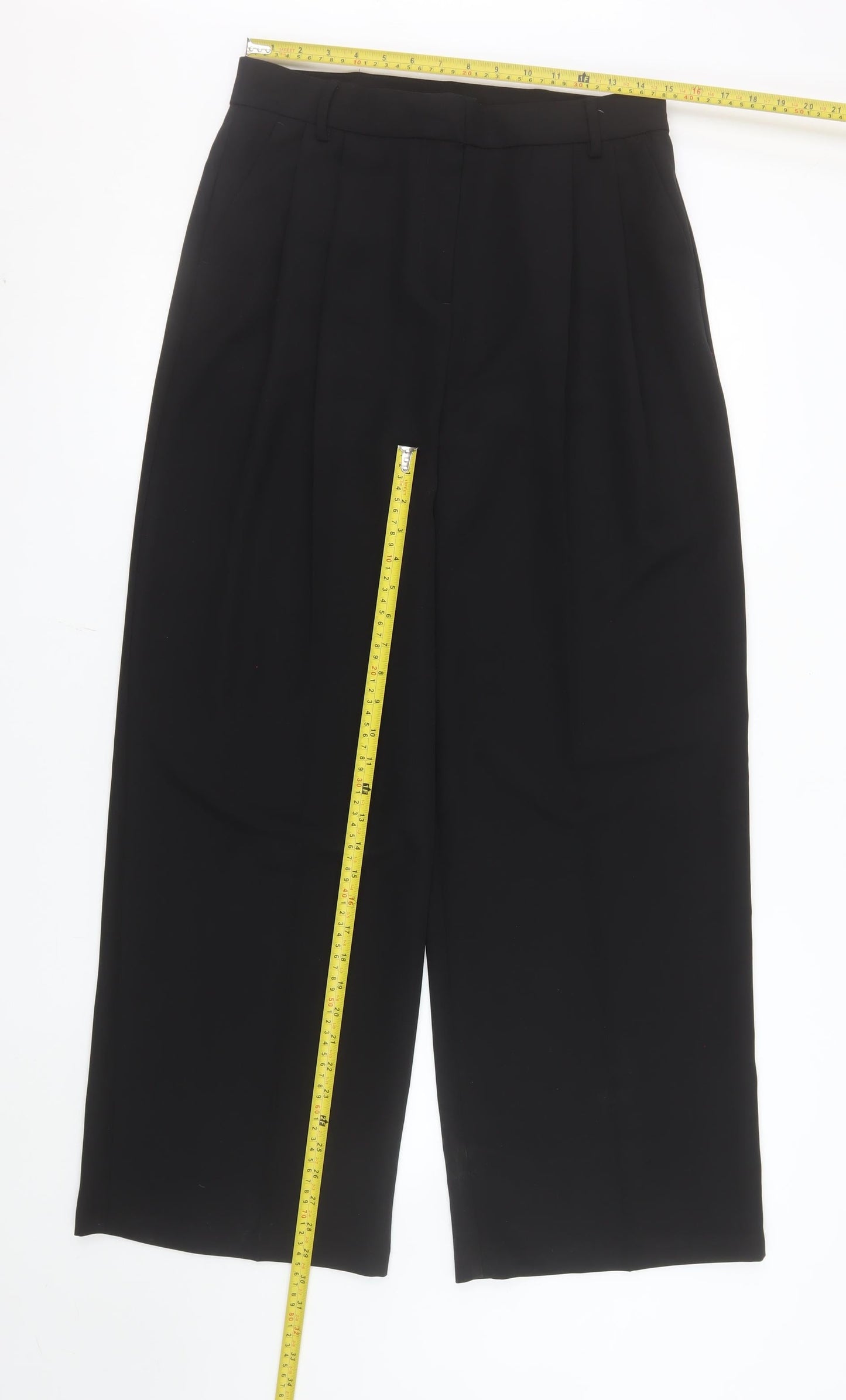 F&F Women's Black Wide-Leg Pleated Dress Pants Size 12