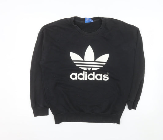 Adidas Womens Black Crew Neck Pullover Sweatshirt Size 10