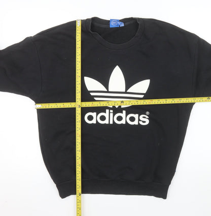 Adidas Womens Black Crew Neck Pullover Sweatshirt Size 10