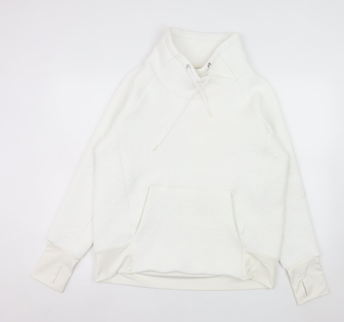 Athleta Womens White Pullover Hoodie Medium Polyester Spandex