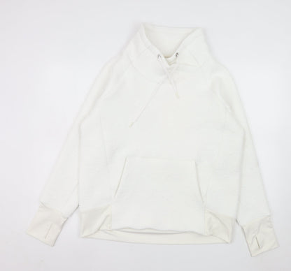 Athleta Womens White Pullover Hoodie Medium Polyester Spandex