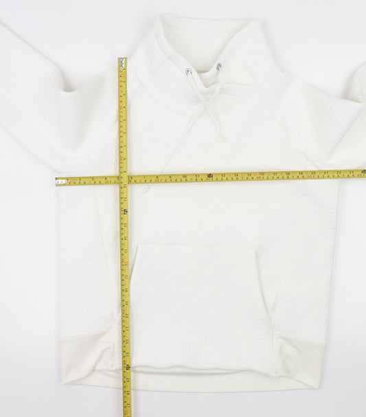 Athleta Womens White Pullover Hoodie Medium Polyester Spandex