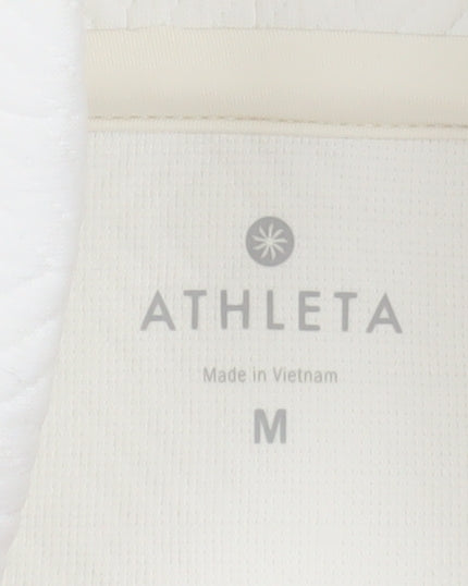 Athleta Womens White Pullover Hoodie Medium Polyester Spandex
