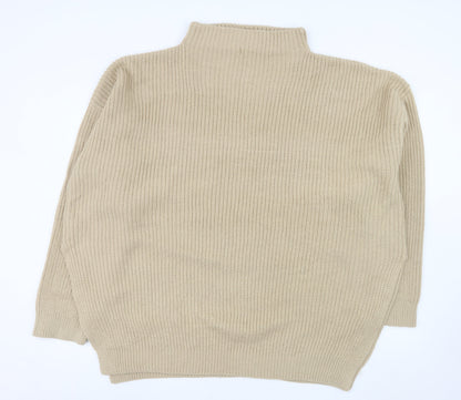 PrettyLittleThing Womens Beige Plus 2XL Chunky Knit Mock Neck Jumper