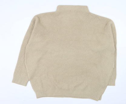 PrettyLittleThing Womens Beige Plus 2XL Chunky Knit Mock Neck Jumper