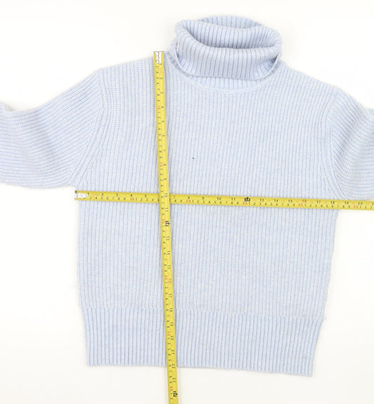 Marks and Spencer Women’s Blue Roll Neck Jumper Size S Knit Pullover