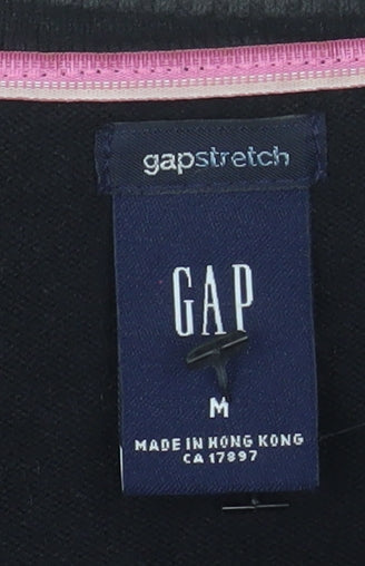 GAP Women Black V-Neck Stretch Cotton Blend Cardigan Size M