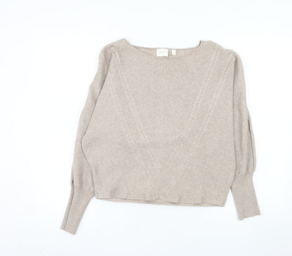 Cyrus Womens Beige Boat Neck Long Sleeve Knit Pullover Jumper Size L