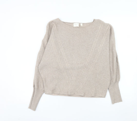 Cyrus Womens Beige Boat Neck Long Sleeve Knit Pullover Jumper Size L