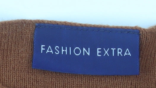 Fashion Extra Women’s Brown Acrylic Square Neck Short Sleeve Jumper Size 20/22