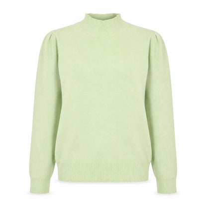 LUC-CE Women Green Mock Neck Long Sleeve Pullover Jumper M
