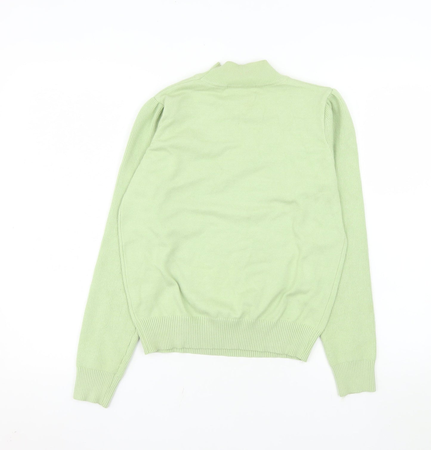 LUC-CE Women Green Mock Neck Long Sleeve Pullover Jumper M