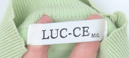 LUC-CE Women Green Mock Neck Long Sleeve Pullover Jumper M