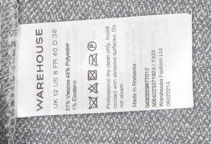 Warehouse Women Grey Long Single Breasted Suit Jacket UK 12