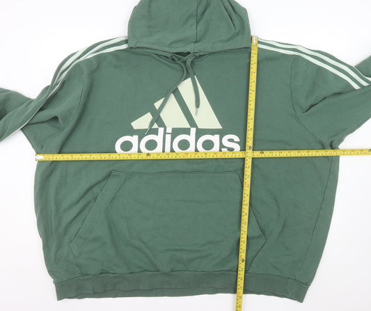 Adidas Womens Green 4XL Pullover Hoodie with Logo Print