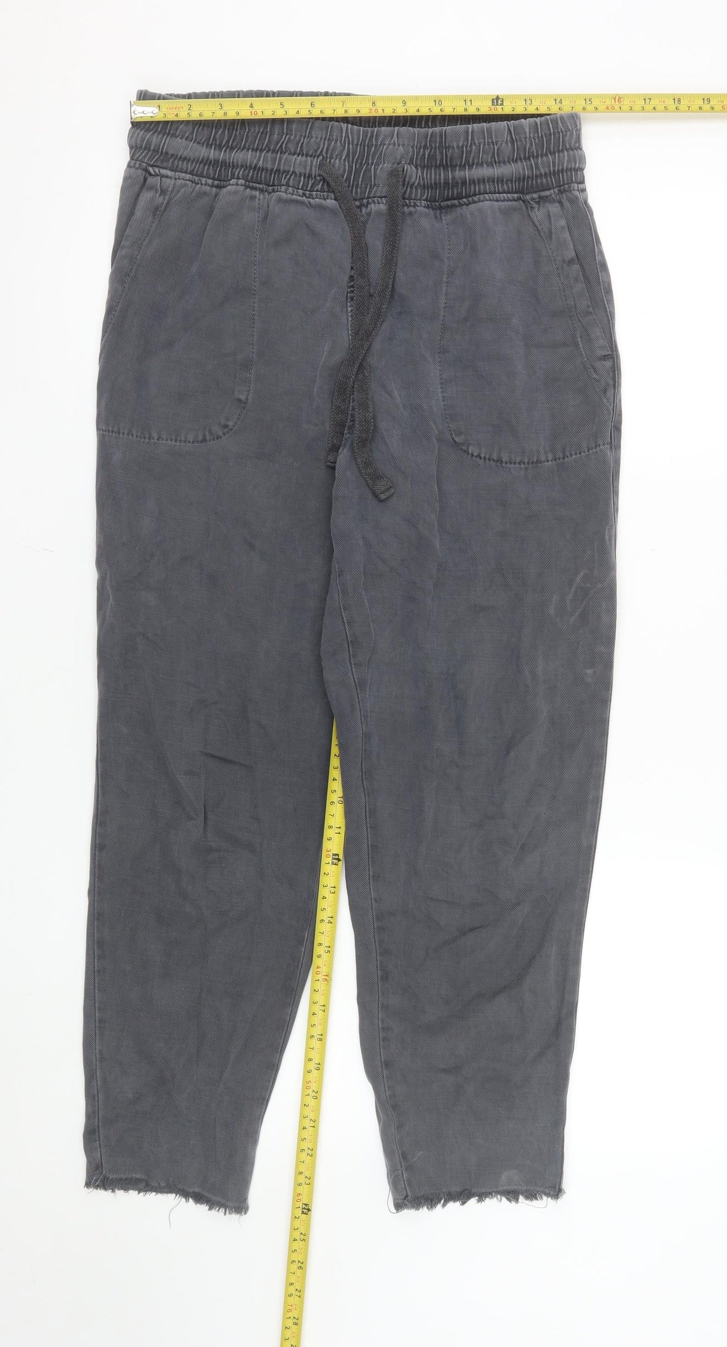Zara Women's Grey Cotton Jogger Trousers Size M Relaxed Fit