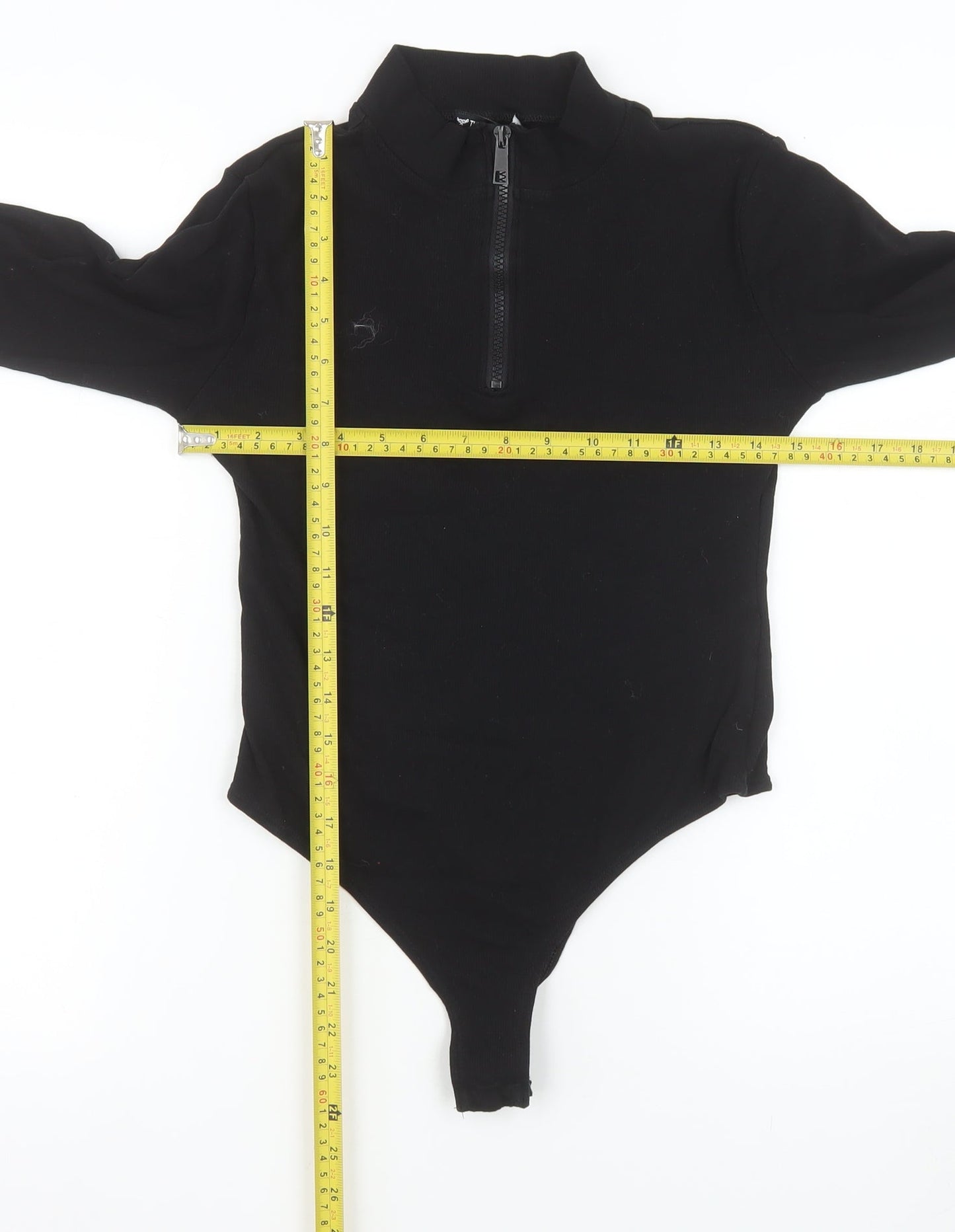 Threadbare Women's Black Long Sleeve 1/4 Zip Bodysuit Size 10