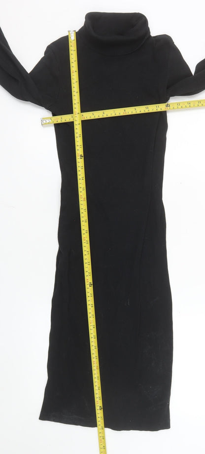 Brave Soul Women's Black Knit Bodycon Roll Neck Midi Dress Size S