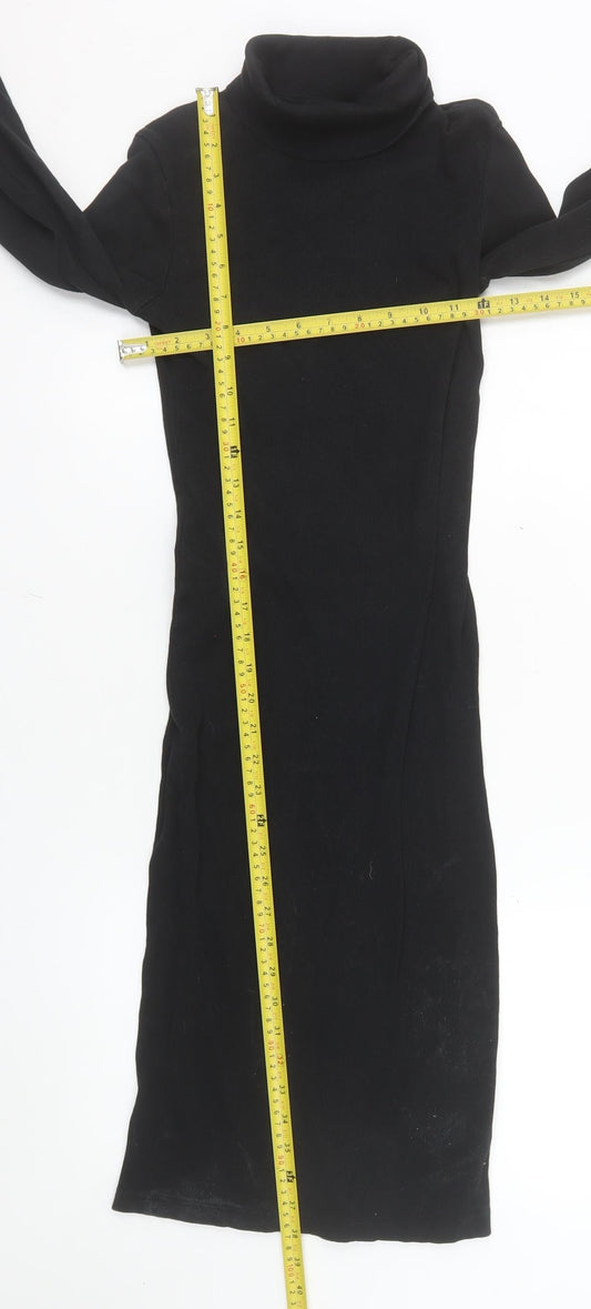 Brave Soul Women's Black Knit Bodycon Roll Neck Midi Dress Size S