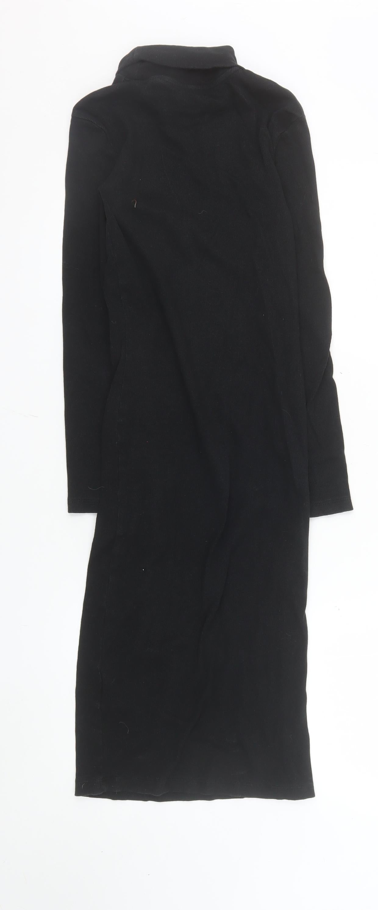 Brave Soul Women's Black Knit Bodycon Roll Neck Midi Dress Size S