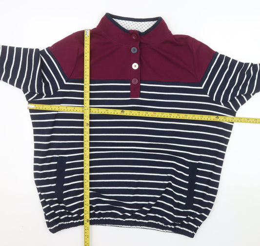 Bonmarché Women’s Navy Stripe Henley Sweatshirt XL Cotton Blend