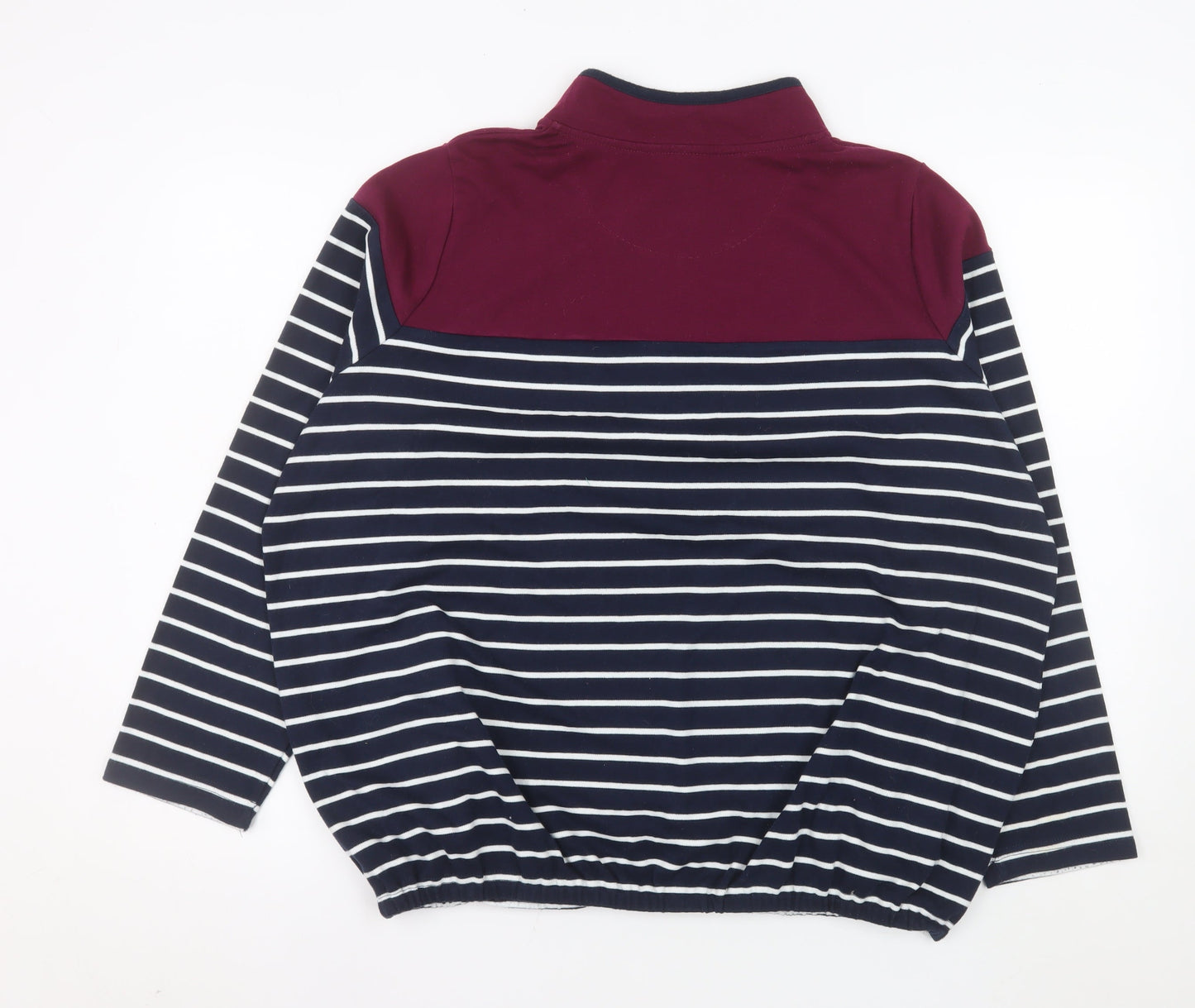Bonmarché Women’s Navy Stripe Henley Sweatshirt XL Cotton Blend