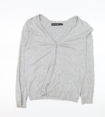 Vero Moda Women Grey V-Neck Long Sleeve Knit Cardigan Size L
