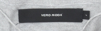 Vero Moda Women Grey V-Neck Long Sleeve Knit Cardigan Size L