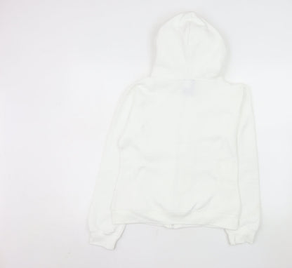 Uneek Ladies White Zip Up Hooded Fleece Jacket Size S