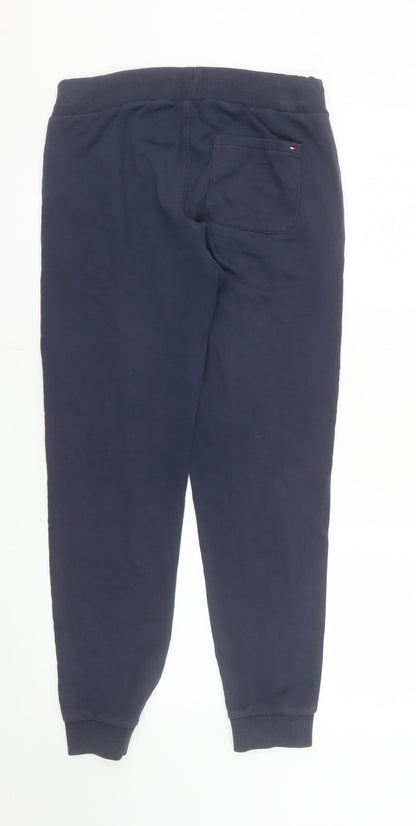 Tommy Hilfiger Boys Blue Jogger Trousers Size 164 Cotton Blend Fleece