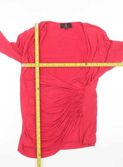 Simon Jeffrey Women’s Red Wrap Blouse UK 12 Long Sleeve V-Neck